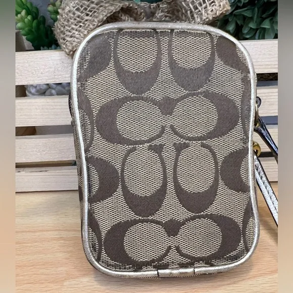 Coach Signature Brown Wristlet - Picture 6 of 12